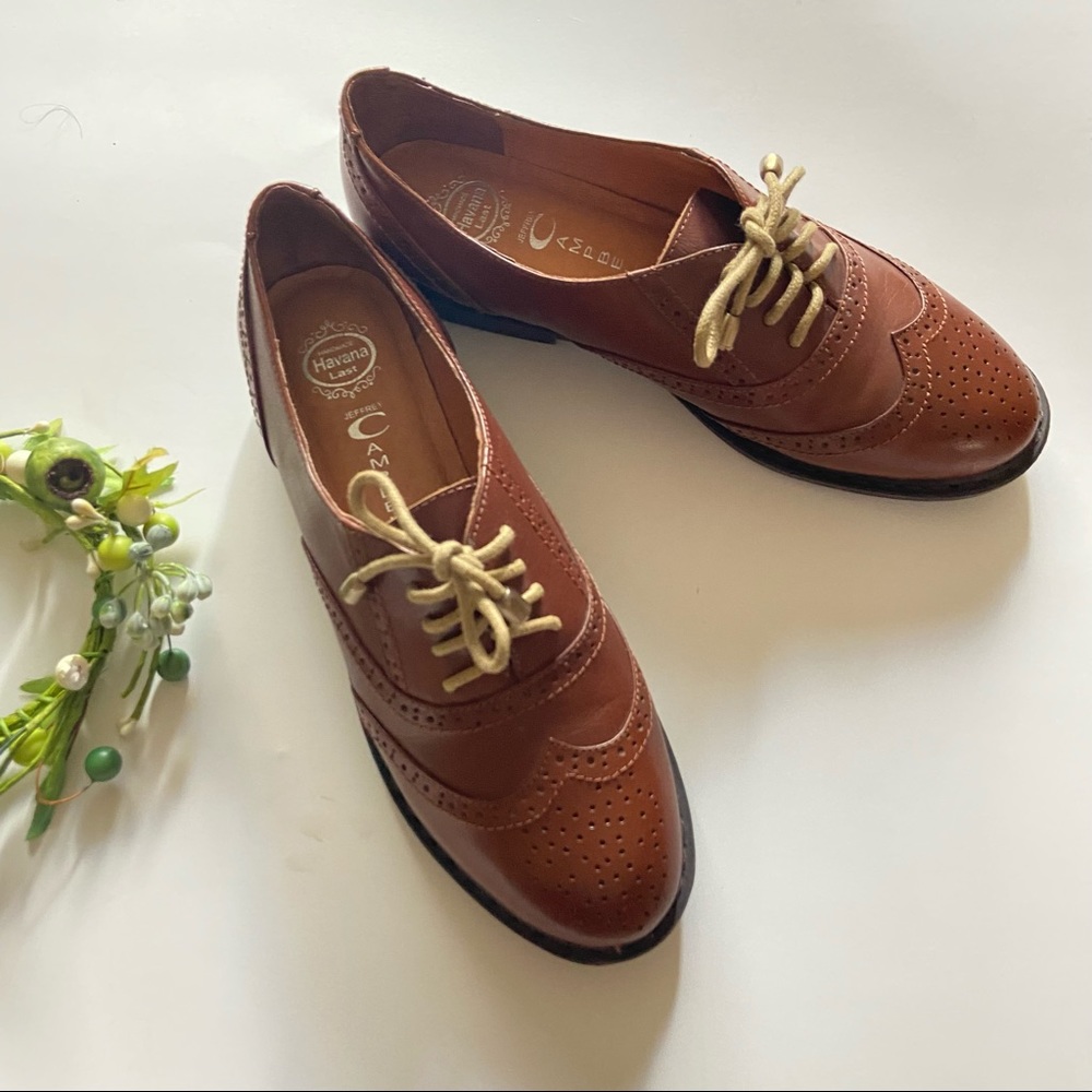 JEFFREY CAMPBELL HAVANA BROWN WINGTIP OXFORDS SIZE 7.5-8